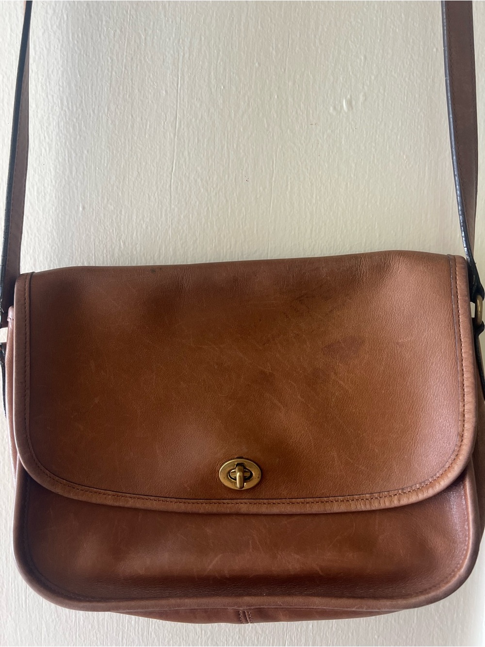 Coach Brown Leather Turn-Lock Crossbody Bag